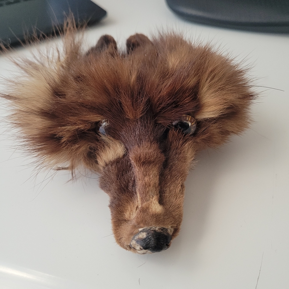 Vintage genuine mink head clip accessory
